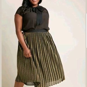 Modcloth Holiday Glitz Gold and Black Metallic Striped Skirt 2x